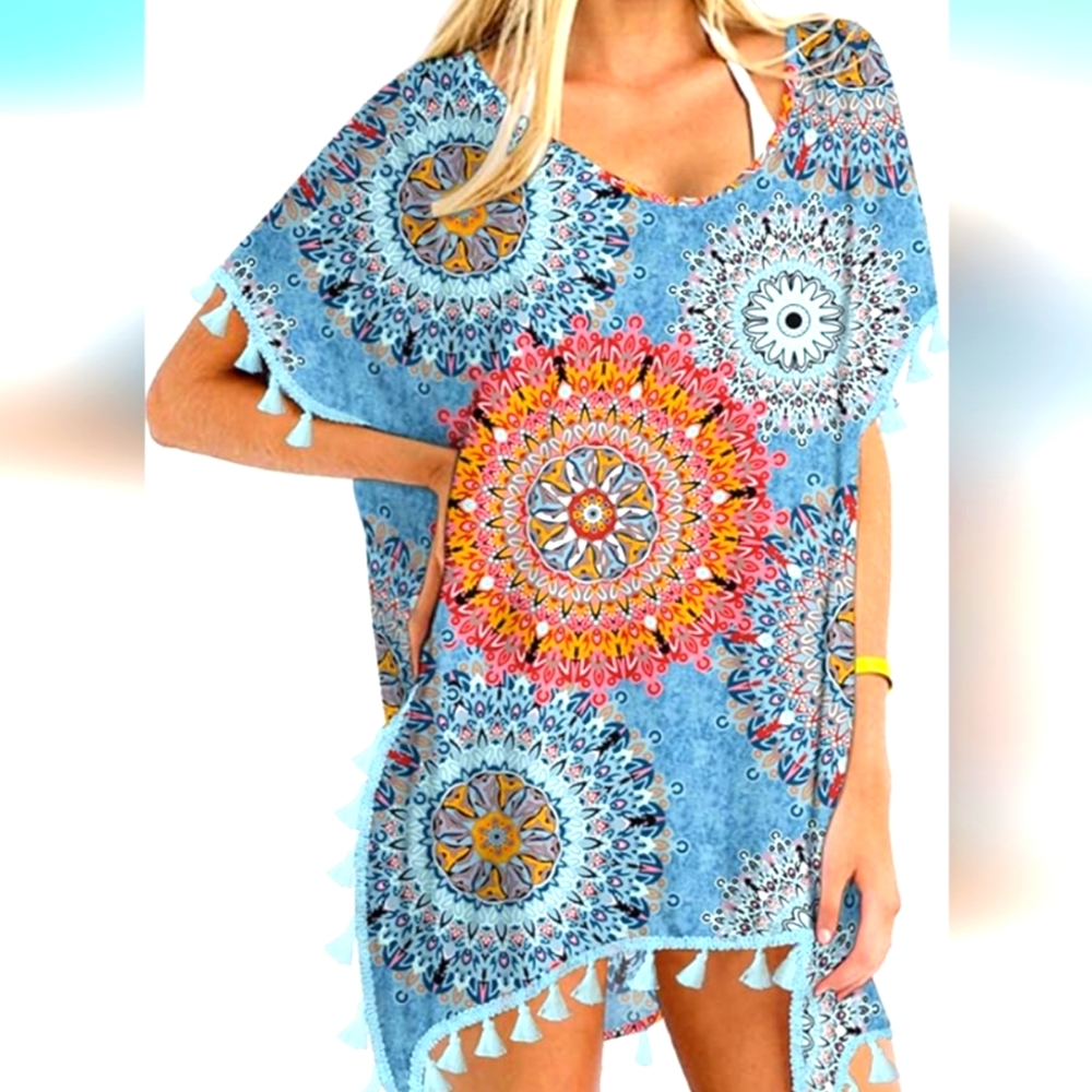 Yincra womens cover-up dress swim cover boho tassles beach pool vacation